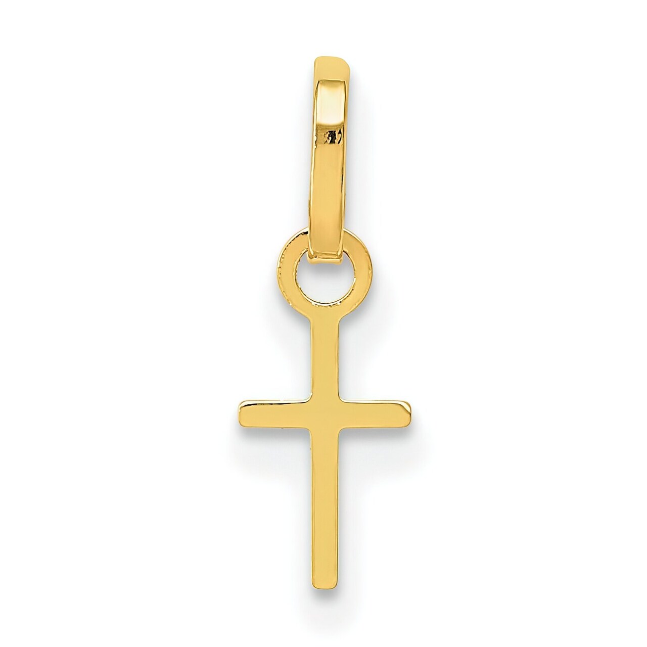 14K Yellow Gold Cross Charm Pendant Religious Jewelry 14 X 5mm